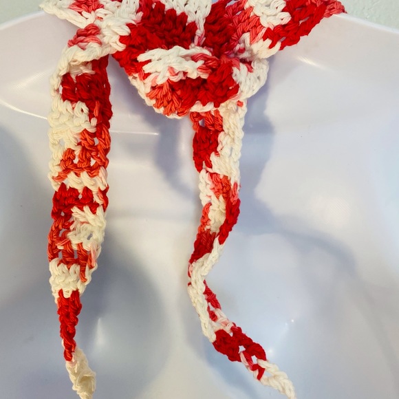 Crochet Handmade Bralette White Pink Red - Picture 4 of 6